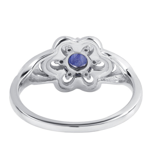 Anillo de Plata con Zafiro Azul Australiano y Topacio Blanco