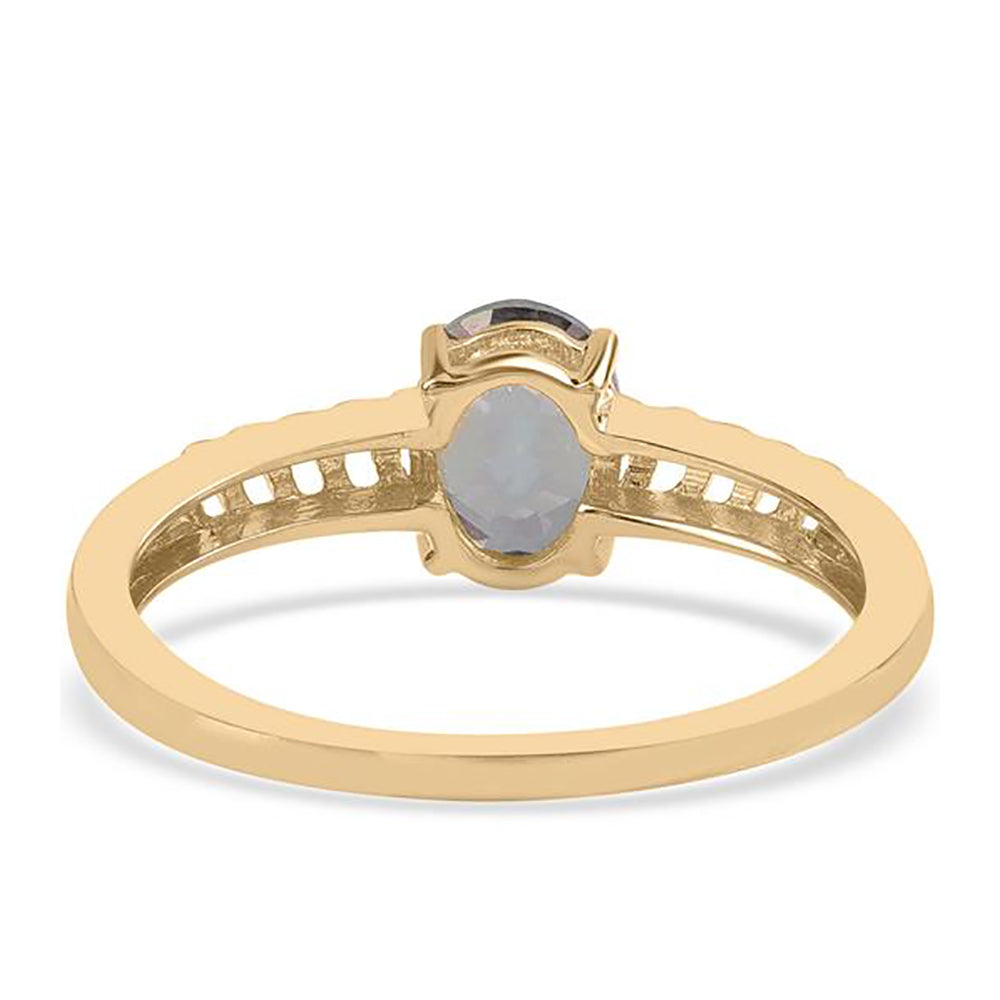 Anillo de Plata Bañada en Oro con Topacio Místico