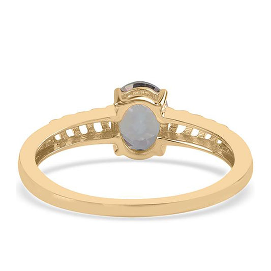 Anillo de Plata Bañada en Oro con Topacio Místico