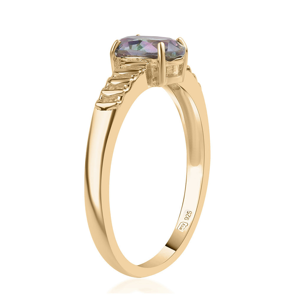Anillo de Plata Bañada en Oro con Topacio Místico 3 