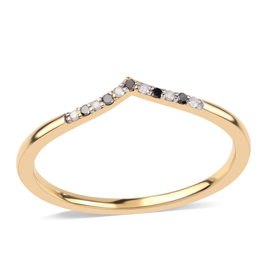 Anillo de Plata Bañada en Oro con Diamante Negro