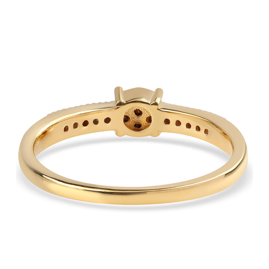 Anillo de Plata Bañada en Oro con Diamante Negro