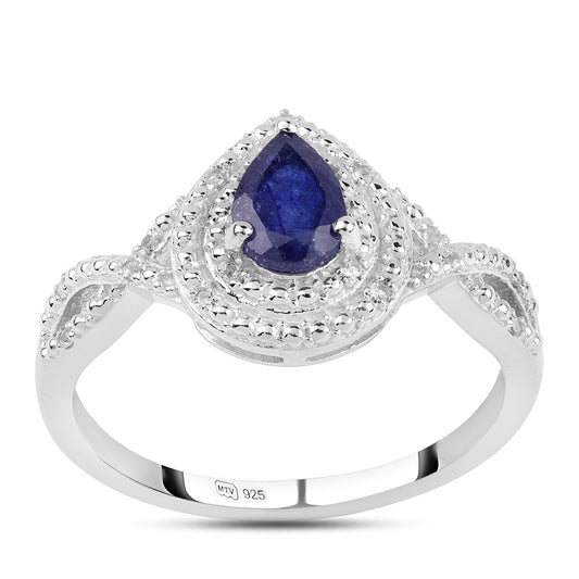 Anillo de Plata con Zafiro Azul Australiano y Topacio Blanco