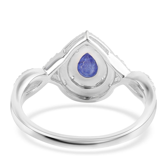 Anillo de Plata con Zafiro Azul Australiano y Topacio Blanco
