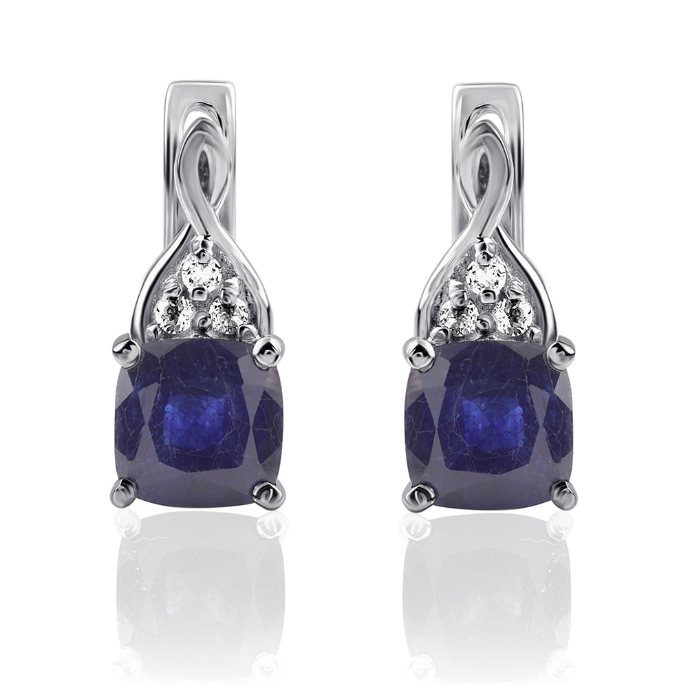 Pendientes de Plata con Zafiro Azul Australiano y Topacio Blanco 1 