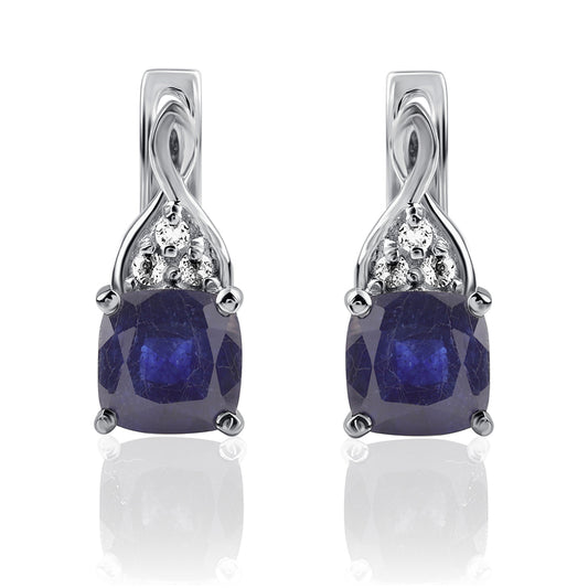 Pendientes de Plata con Zafiro Azul Australiano y Topacio Blanco
