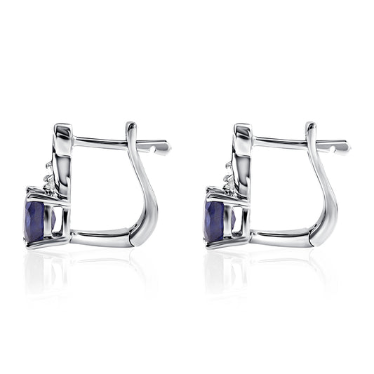 Pendientes de Plata con Zafiro Azul Australiano y Topacio Blanco