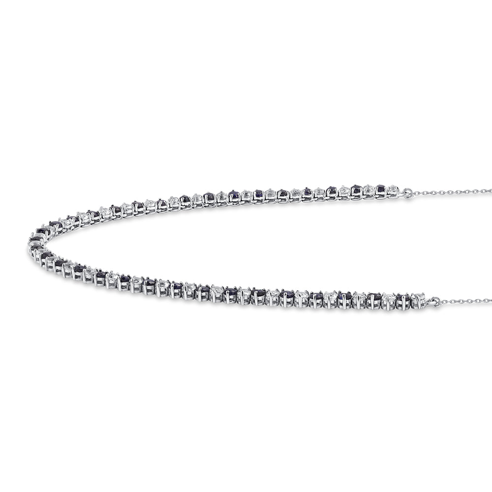 Collar de Plata con Zafiro Azul Australiano y Topacio Blanco 3 