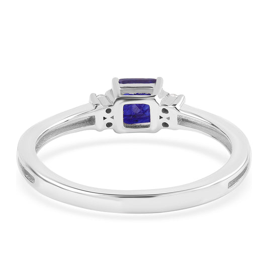 Anillo de Plata con Zafiro Azul Australiano y Topacio Blanco