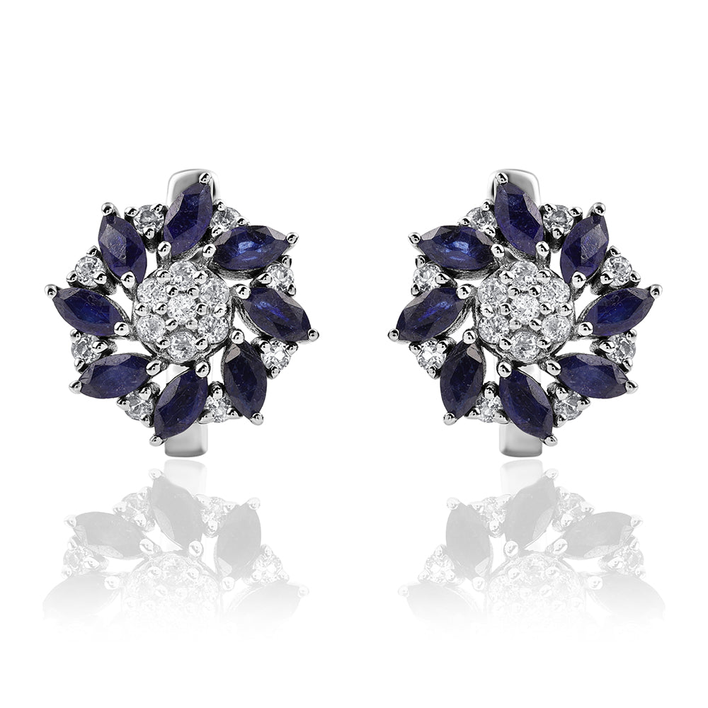 Pendientes de Plata con Zafiro Azul Australiano y Topacio Blanco