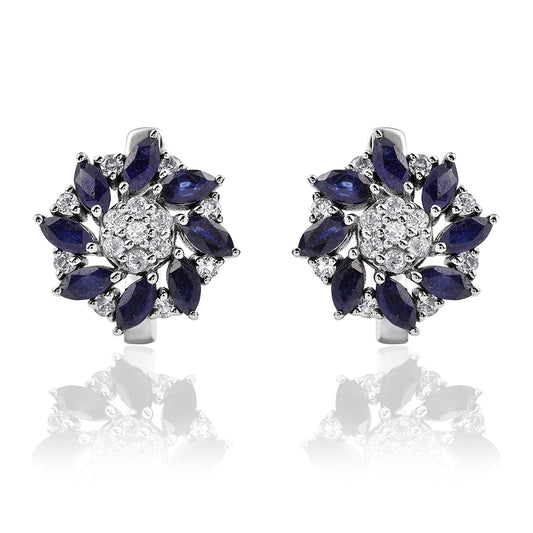 Pendientes de Plata con Zafiro Azul Australiano y Topacio Blanco