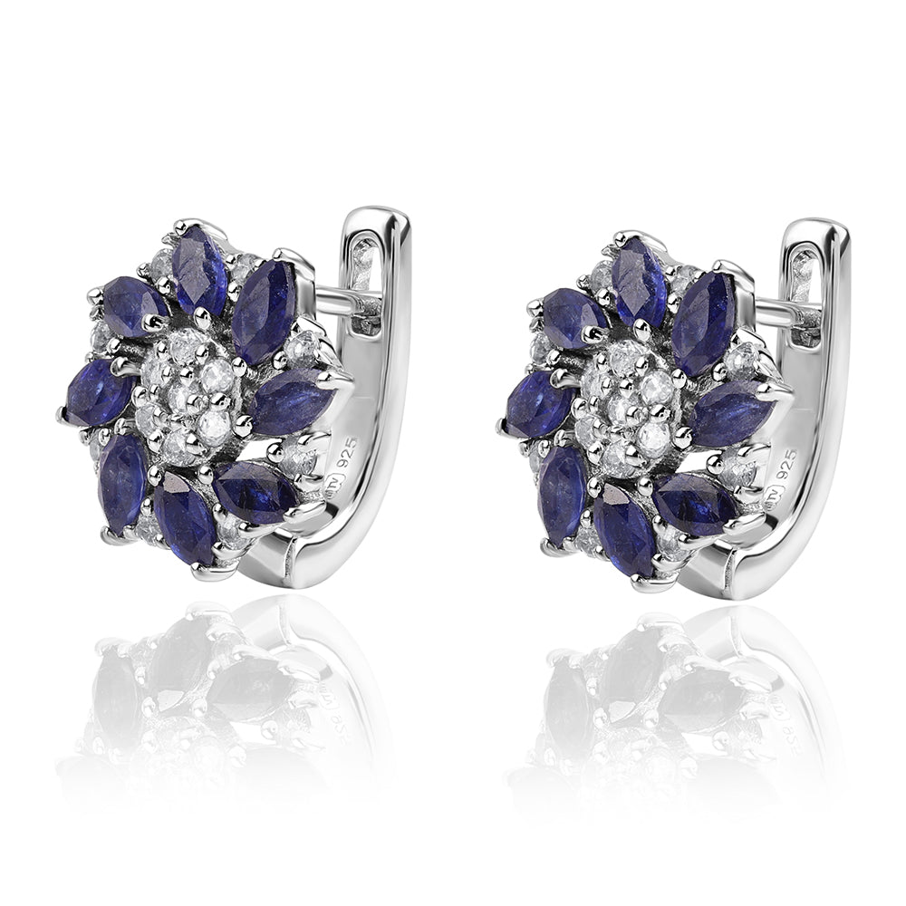 Pendientes de Plata con Zafiro Azul Australiano y Topacio Blanco 1 