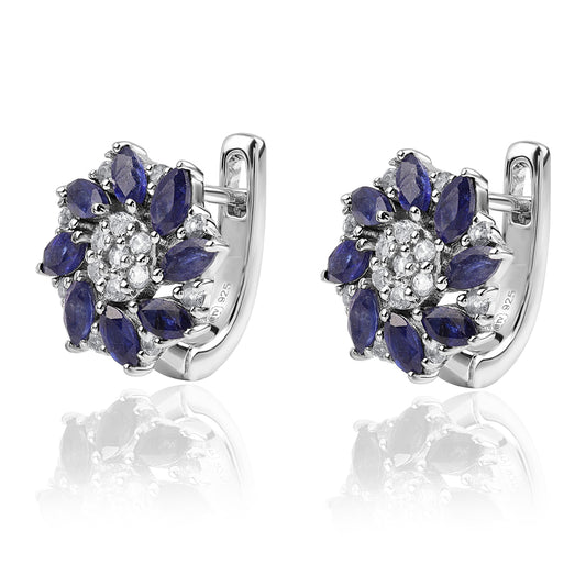 Pendientes de Plata con Zafiro Azul Australiano y Topacio Blanco