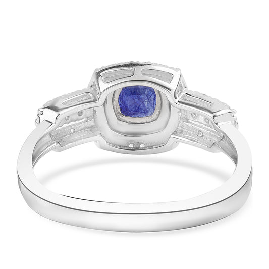Anillo de Plata con Zafiro Azul Australiano y Topacio Blanco