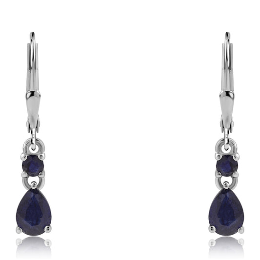 Pendientes de Plata con Zafiro Azul Australiano