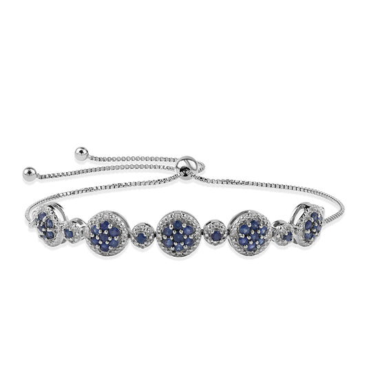 Pulsera de Plata con Zafiro Azul Australiano y Topacio Blanco