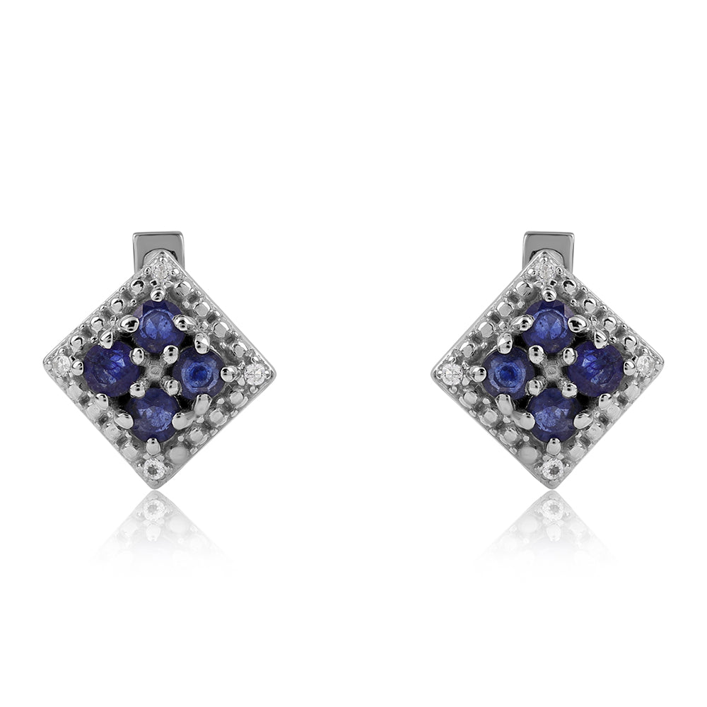 Pendientes de Plata con Zafiro Azul Australiano y Topacio Blanco 2 