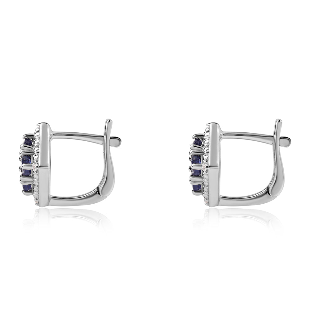 Pendientes de Plata con Zafiro Azul Australiano y Topacio Blanco 3 
