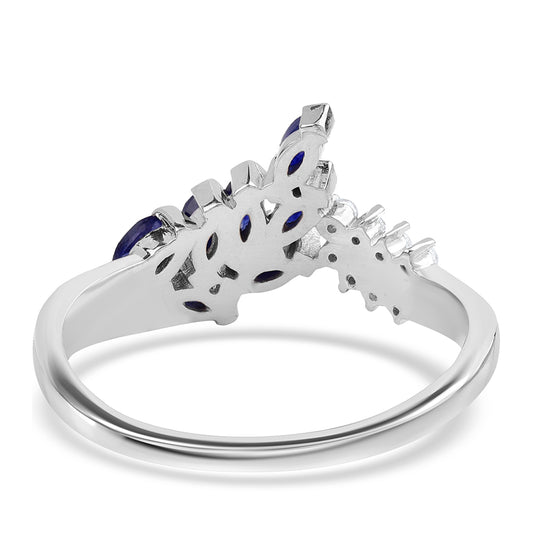 Anillo de Plata con Zafiro Azul Australiano y Topacio Blanco