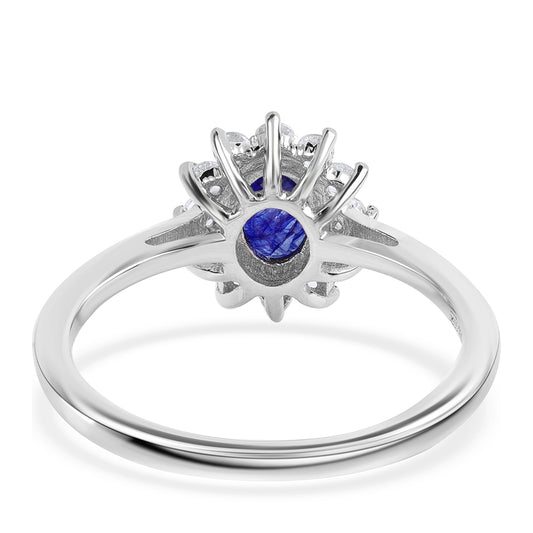 Anillo de Plata con Zafiro Azul Australiano y Topacio Blanco