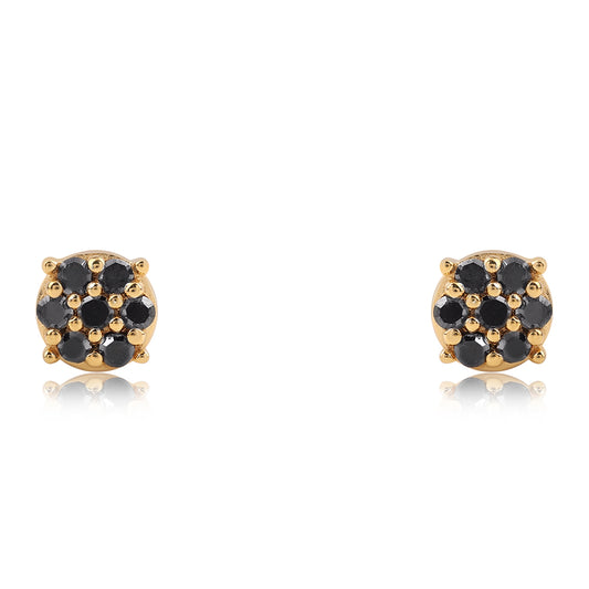 Pendientes de Plata Bañada en Oro con Diamante Negro
