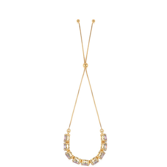 Pulsera de Plata Bañada en Oro con Topacio Místico