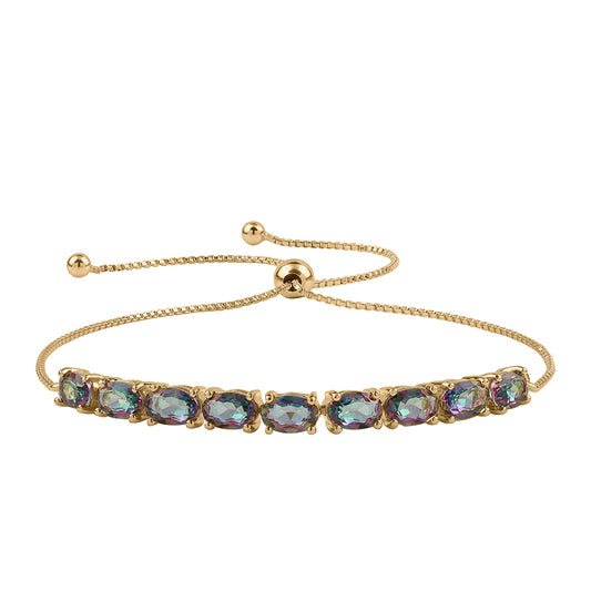 Pulsera de Plata Bañada en Oro con Topacio Místico