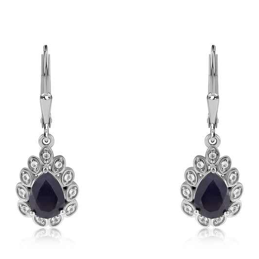 Pendientes de Plata con Zafiro Azul Australiano y Topacio Blanco
