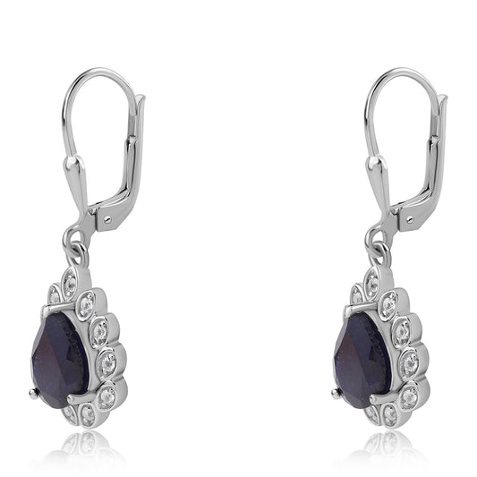 Pendientes de Plata con Zafiro Azul Australiano y Topacio Blanco
