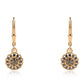 Pendientes de Plata Bañada en Oro con Diamante Negro