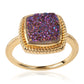 Anillo de Plata Bañada en Oro con Drusa Purpura