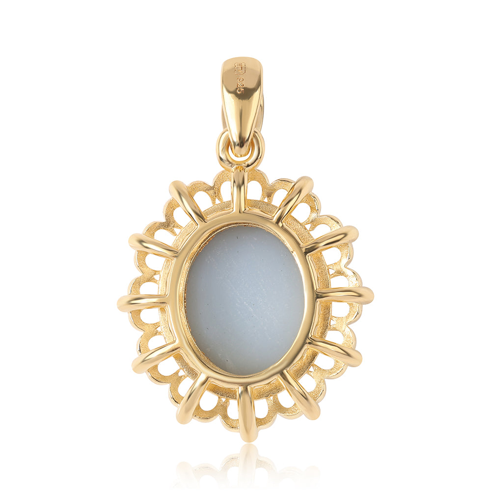Colgante de Plata Bañada en Oro con Drusa Purpura 3 