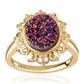Anillo de Plata Bañada en Oro con Drusa Purpura
