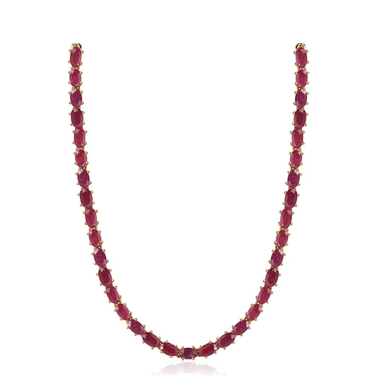 Collar de Plata Bañada en Oro con Rubí de Mozambique