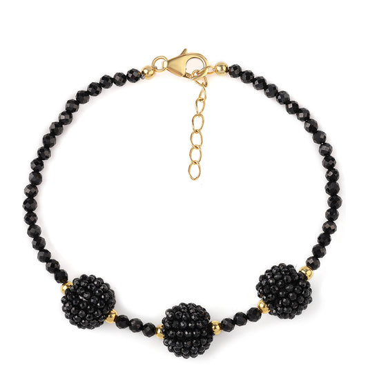 Pulsera de Plata Bañada en Oro con Espinela Negra