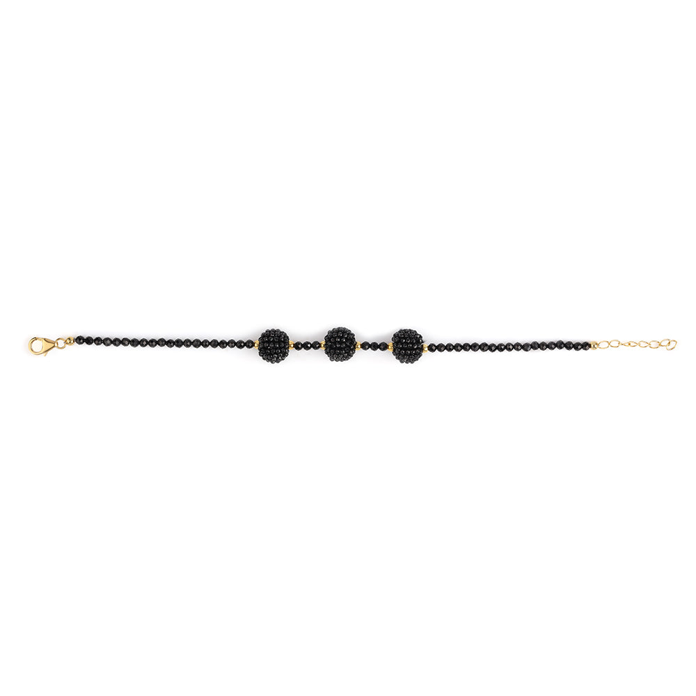 Pulsera de Plata Bañada en Oro con Espinela Negra 2 
