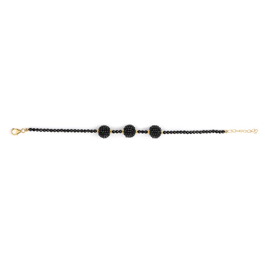 Pulsera de Plata Bañada en Oro con Espinela Negra