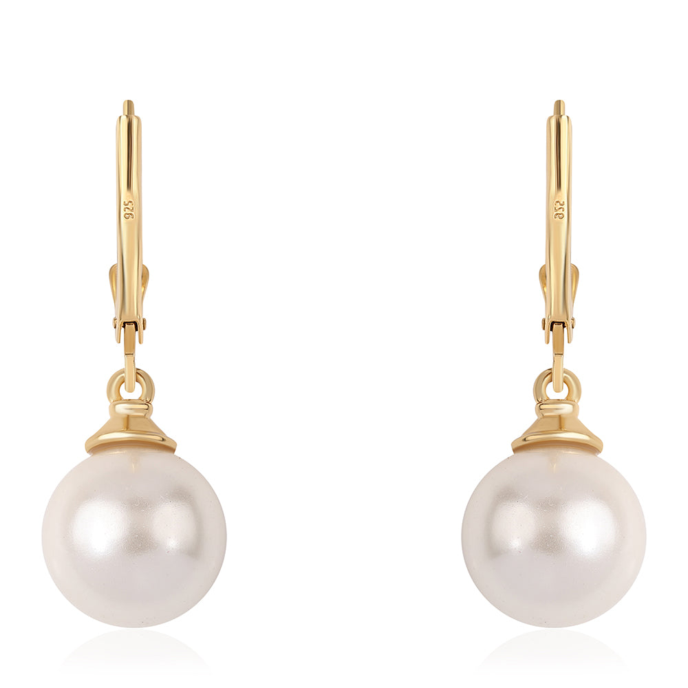 Pendientes de Plata Bañada en Oro con Espinela Negra y Perla blanca de agua dulce 3 