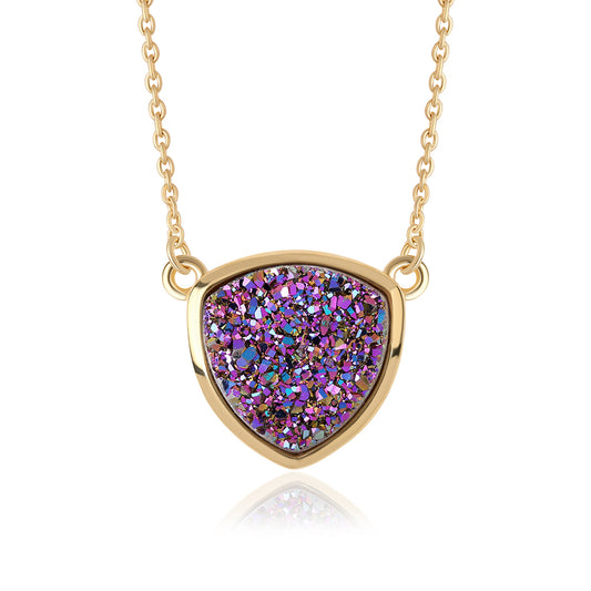 Collar de Plata Bañada en Oro con Drusa Purpura