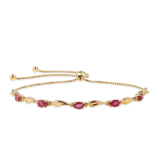 Pulsera de Plata Bañada en Oro con Rubí de Mozambique