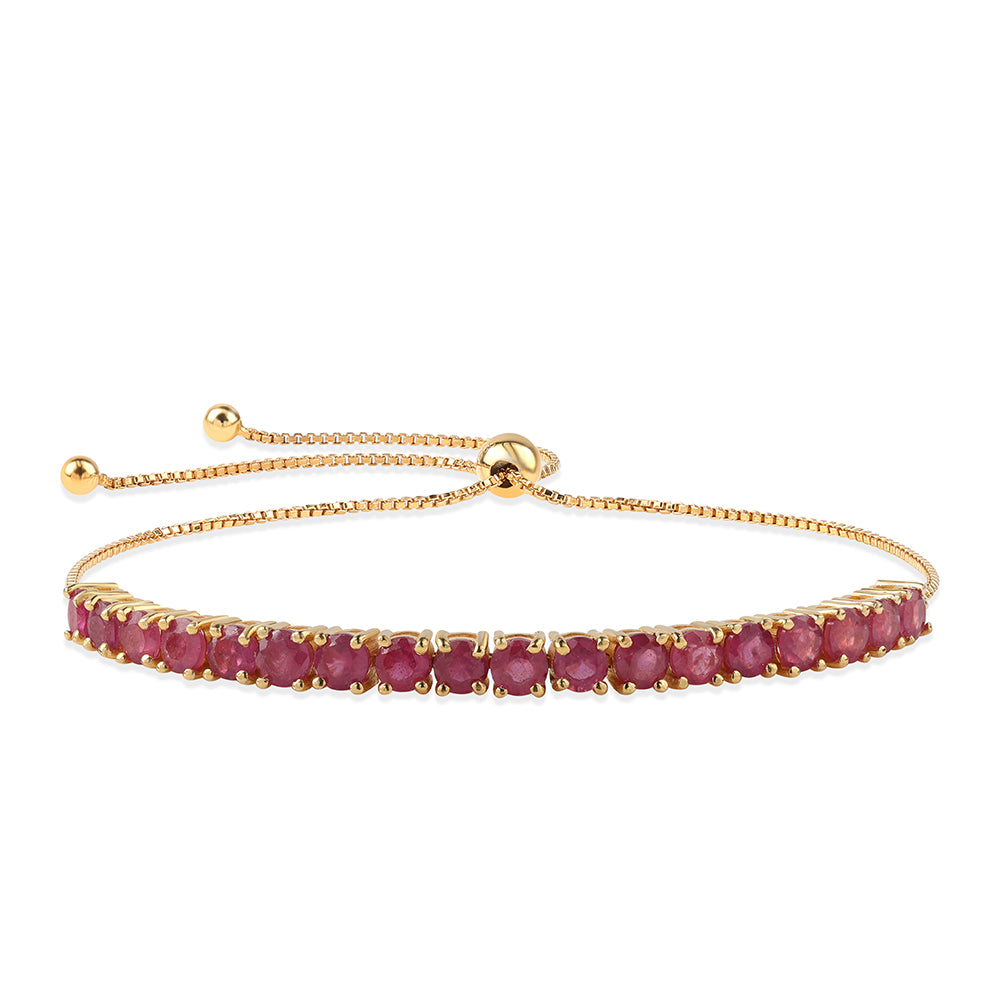 Pulsera de Plata Bañada en Oro con Rubí de Mozambique