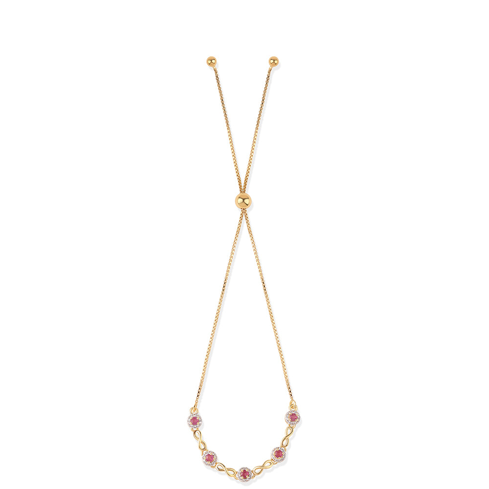 Pulsera de Plata Bañada en Oro con Rubí de Mozambique y Topacio Blanco 3 