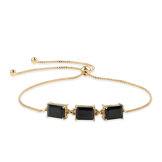 Pulsera de Plata Bañada en Oro con Espinela Negra