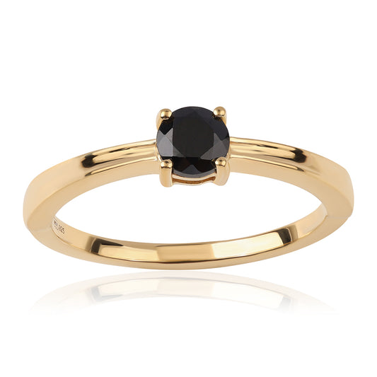 Anillo de Plata Bañada en Oro con Espinela Negra