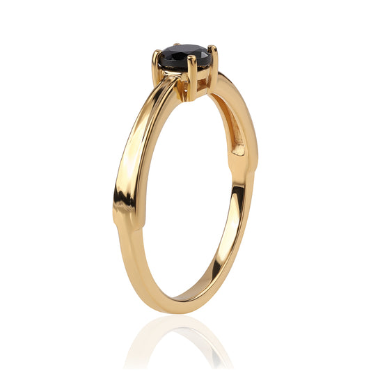 Anillo de Plata Bañada en Oro con Espinela Negra