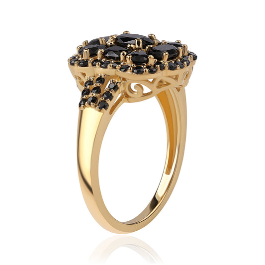 Anillo de Plata Bañada en Oro con Espinela Negra