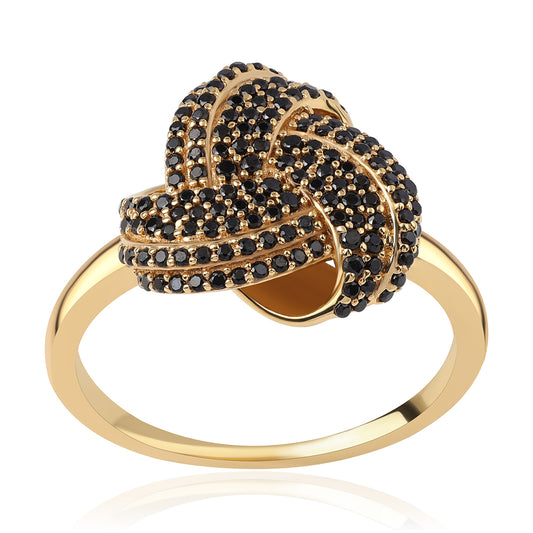 Anillo de Plata Bañada en Oro con Espinela Negra