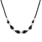 Collar de Plata Bañada en Oro con Espinela Negra y Perla blanca de agua dulce