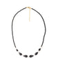 Collar de Plata Bañada en Oro con Espinela Negra y Perla blanca de agua dulce