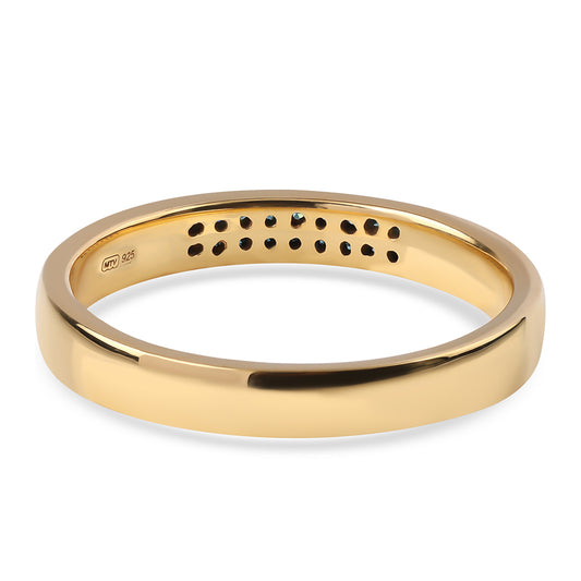 Anillo de Plata Bañada en Oro con Diamante Azul